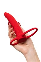 Красная насадка на пенис для двойного проникновения Black Red - 16,5 см. - фото 1431727