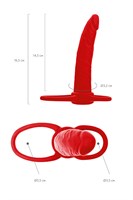 Красная насадка на пенис для двойного проникновения Black Red - 16,5 см. - фото 1431728