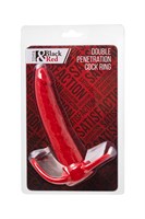 Красная насадка на пенис для двойного проникновения Black Red - 16,5 см. - фото 1431729