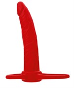 Красная насадка на пенис для двойного проникновения Black Red - 16,5 см. - фото 559241