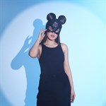 Пикантная черная маска «Озорная мышка» с заклепками - фото 1427252