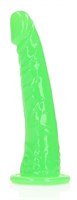 Зеленый люминесцентный фаллоимитатор на присоске - 17,5 см. - фото 1431737