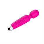 Ярко-розовый wand-вибратор с рельефной ручкой - 20 см. - фото 1435822
