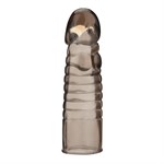 Дымчатая насадка-удлинитель Ribbed Realistic Penis Enhancing Sleeve Extension - 15,2 см. - фото 1440966