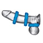 Комплект из трех голубых эрекционных колец 3-Pack Ribbed Rider Cock Ring Set - фото 1440994