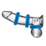 Комплект из трех голубых колец для эрекции 3-Pack Ultra-Stim Stretch Cock Rings 371576 - фото 7937