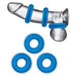 Комплект из трех голубых колец для эрекции 3-Pack Ultra-Stim Stretch Cock Rings - фото 1441003