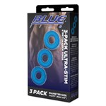 Комплект из трех голубых колец для эрекции 3-Pack Ultra-Stim Stretch Cock Rings 371576 - фото 7939