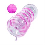 Прозрачный эластичный мастурбатор с лиловым шариком - фото 1429368
