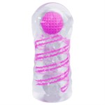 Прозрачный эластичный мастурбатор с лиловым шариком - фото 1429364