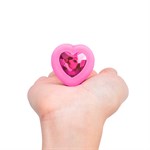 Розовый анальный плаг с кристаллом-сердцем Vibrating Heart Shape Jewel Plug S-M - фото 1441066