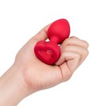 Красный анальный плаг с кристаллом-сердцем Vibrating Heart Shape Jewel Plug M-L - фото 1441072