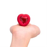 Красный анальный плаг с кристаллом-сердцем Vibrating Heart Shape Jewel Plug M-L - фото 1441073