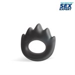 Черное эрекционное кольцо в форме пламени - фото 1429399