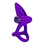 Фиолетовое эрекционное кольцо с 10 режимами вибрации и подхватом мошонки - фото 1429751
