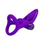 Фиолетовое эрекционное кольцо с 10 режимами вибрации и подхватом мошонки - фото 1429753