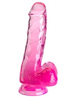 Розовый фаллоимитатор с мошонкой на присоске 6’’ Cock with Balls - 17,8 см. - фото 1429890