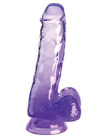 Фиолетовый фаллоимитатор с мошонкой на присоске 6’’ Cock with Balls - 17,8 см. - фото 1429892