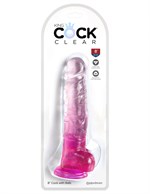 Розовый фаллоимитатор с мошонкой на присоске 8’’ Cock with Balls - 22,2 см. - фото 1429899