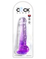 Фиолетовый фаллоимитатор с мошонкой на присоске 8’’ Cock with Balls - 22,2 см. - фото 1429901