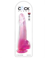 Розовый фаллоимитатор с мошонкой на присоске 10’’ Cock with Balls - 27,9 см. - фото 1429917