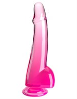 Розовый фаллоимитатор с мошонкой на присоске 10’’ Cock with Balls - 27,9 см. - фото 1429916