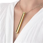 Золотистый вибромассажер-кулон Necklace Vibe 373397