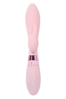 Нежно-розовый вибратор-кролик с независимыми моторчиками Indeep Theona - 21,5 см. - фото 1431915