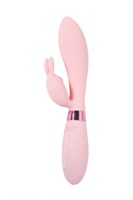 Нежно-розовый вибратор-кролик с независимыми моторчиками Indeep Theona - 21,5 см. - фото 1431912