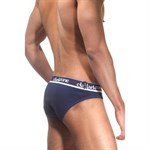 Темно-синие мужские трусы-слипы с контрастными надписями на резинке 373910