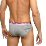 Серые мужские слипы с фиолетовой брендированной резинкой 374579