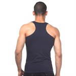 Темно-синяя хлопковая майка-борцовка 374902