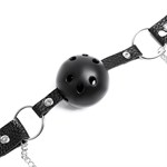 Черный кляп-шарик «Оки-Чпоки» с зажимами для сосков - фото 1434181