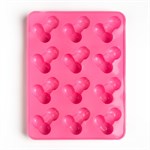 Ярко-розовая силиконовая форма для льда с фаллосами - фото 1434440