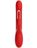Красный ударный вибратор-кролик G-Hit - 24 см. - фото 1435069