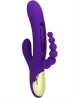 Фиолетовый ударный вибратор Anal G-Hit с анальной цепочкой - 24 см. - фото 1435080