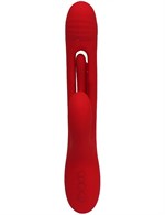 Красный ударный вибратор Anal G-Hit с анальной цепочкой - 24 см. - фото 1435085