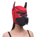 Красная неопреновая БДСМ-маска Puppy Play - фото 1434275