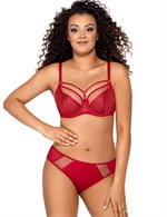 Красный бюстгальтер на косточках plus size с декоративными бретелями 390452 - фото 73839