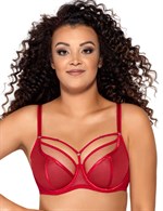 Красный бюстгальтер на косточках plus size с декоративными бретелями 390452 - фото 660877