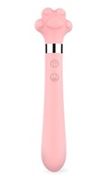 Розовый двусторонний вибромассажер Meow в форме лапки - 21 см. - фото 567902