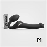 Черный безремневой страпон Multi Orgasm Size M с клиторальной стимуляцией - фото 1435611