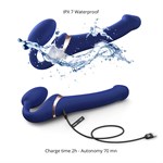 Синий безремневой страпон Multi Orgasm Size M с клиторальной стимуляцией - фото 1435620