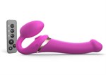 Ярко-розовый безремневой страпон Multi Orgasm Size M с клиторальной стимуляцией - фото 1435634