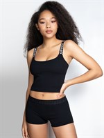 Женский укороченный топ из мягкого трикотажа в рубчик 399004