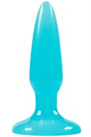 Голубая анальная пробка, светящаяся в темноте, Firefly Pleasure Plug Mini - 8,1 см. - фото 218189