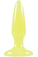Желтая анальная пробка, светящаяся в темноте, Firefly Pleasure Plug Mini - 8,1 см. - фото 143154
