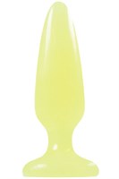 Желтая анальная пробка, светящаяся в темноте, Firefly Pleasure Plug Small - 10,1 см. - фото 190649