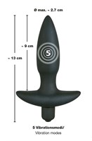 Анальная вибровтулка с 5 скоростями вибрации Vibrating Plug Small - 13 см. - фото 143268