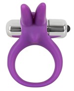 Фиолетовое эрекционное кольцо с вибрацией Smile Rabbit - фото 74941